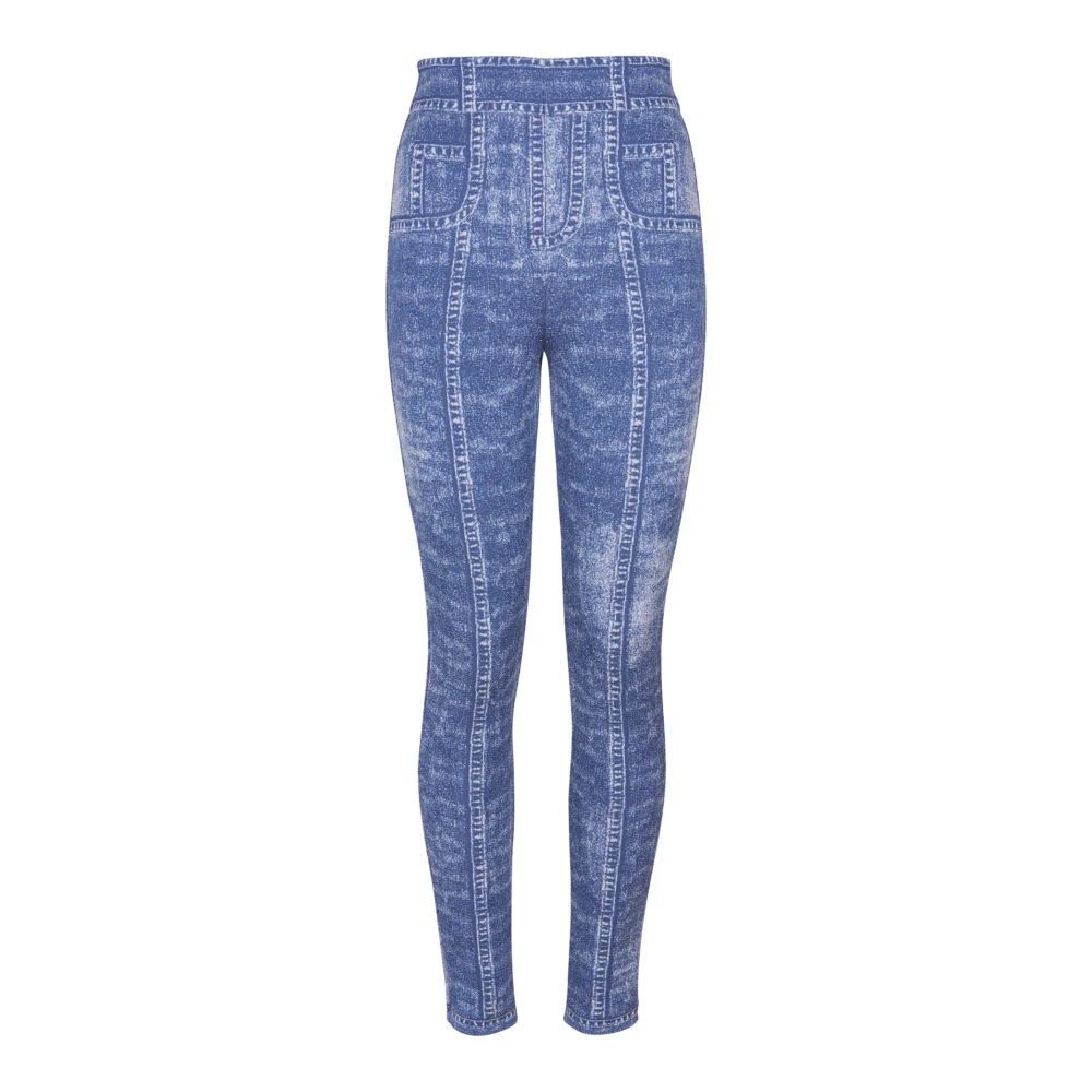 Balmain Jacquard gebreide legging met denim effect Blue Dames