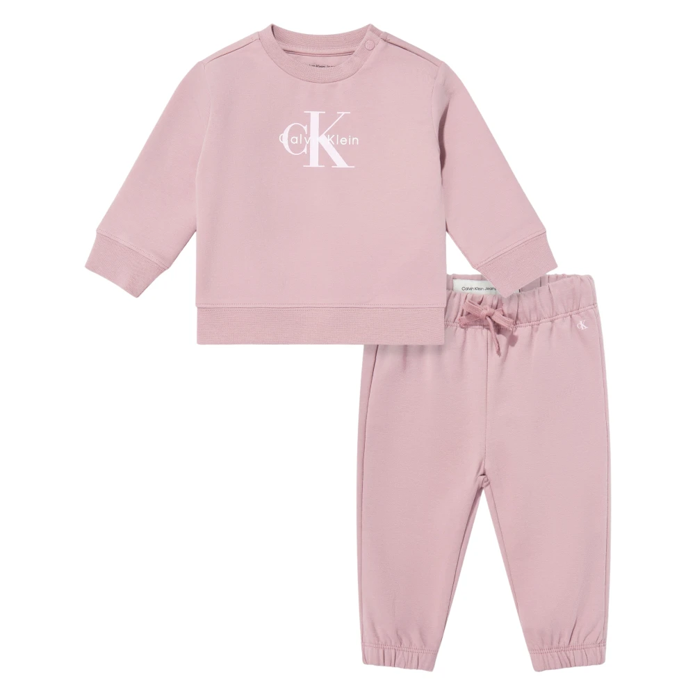 Calvin Klein Girls Pink Kids Sets, 9 M, Monogram Tracksuit