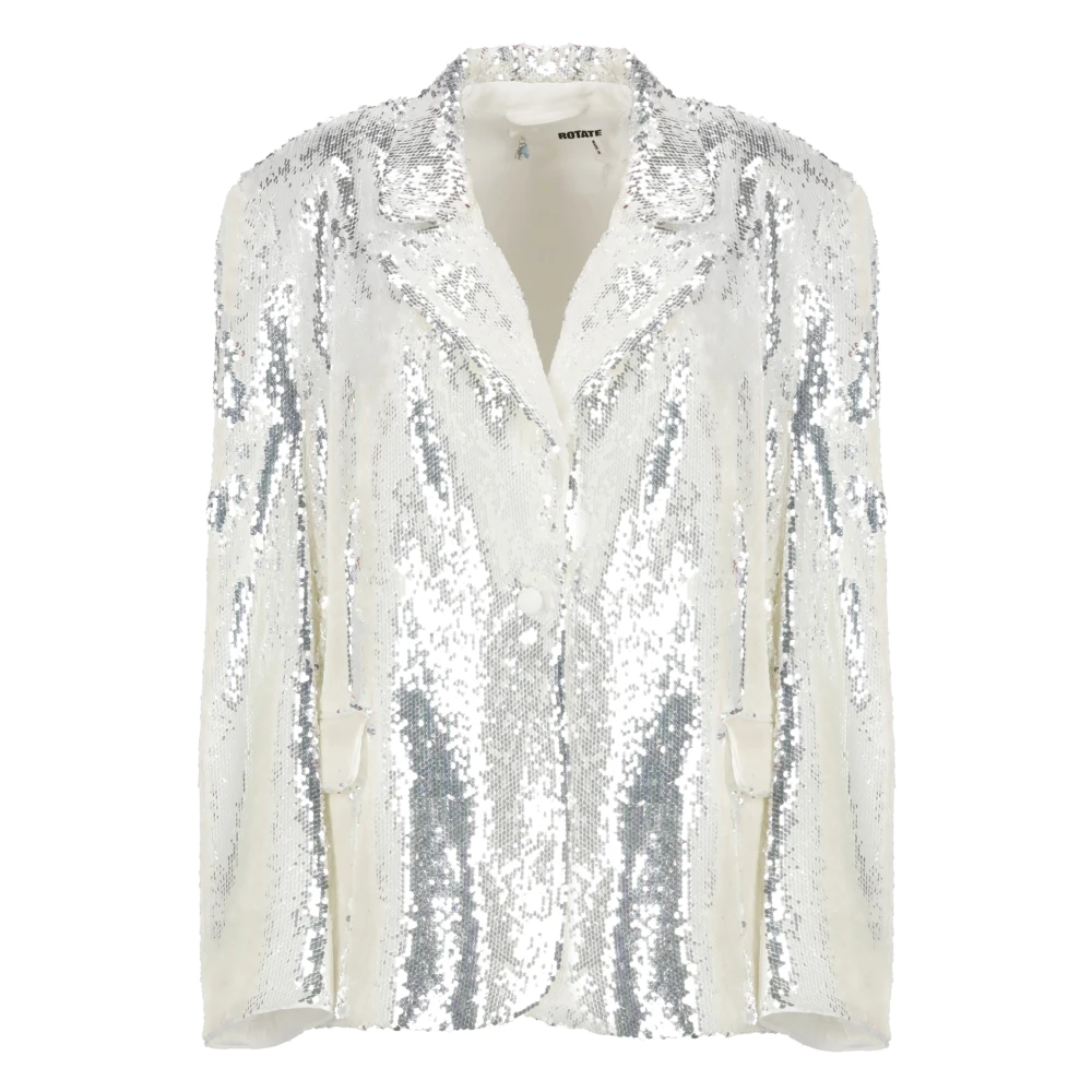 Rotate Birger Christensen Pailletten blazer met piek revers White Dames