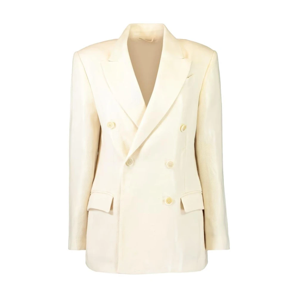 Brunello Cucinelli Donna Bianco Blazer Doppiopetto Con Revers A Lancia