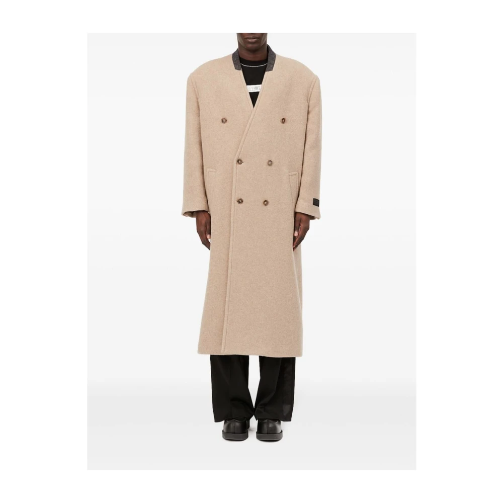 MM6 Maison Margiela Beige Oversize Double-Breasted Jas Beige Heren