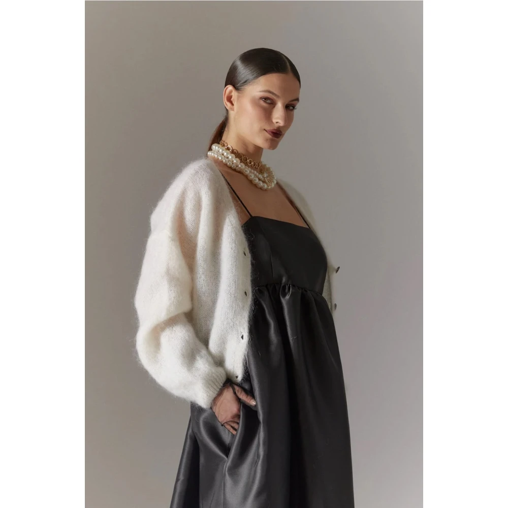 American Dreams Witte Cropped Cardigan Mohair Knoopsluiting White Dames