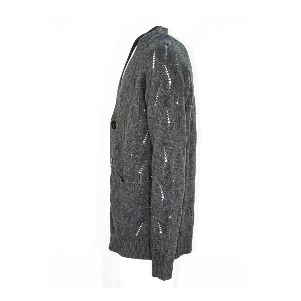 Mauro Grifoni Grijze Kabeltrui Cardigan Sweater Gray Heren