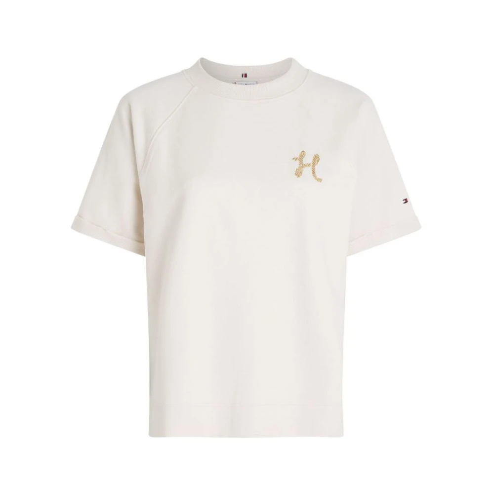 Tommy Hilfiger Eenvoudig en elegant T-shirt met korte mouwen en geborduurd logo Beige Heren