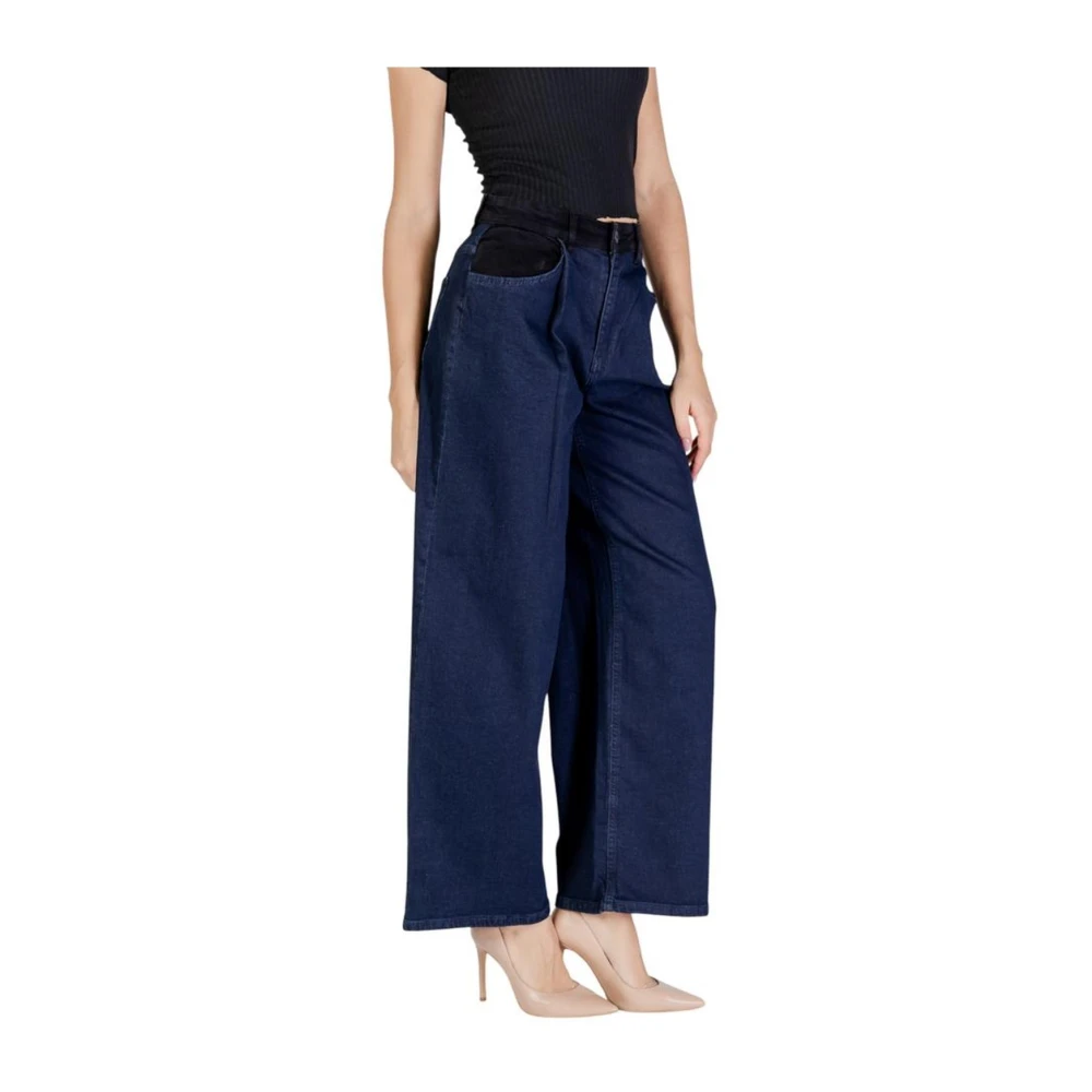 Ichi Blauwe Katoenmix Jeans & Broeken Blue Dames