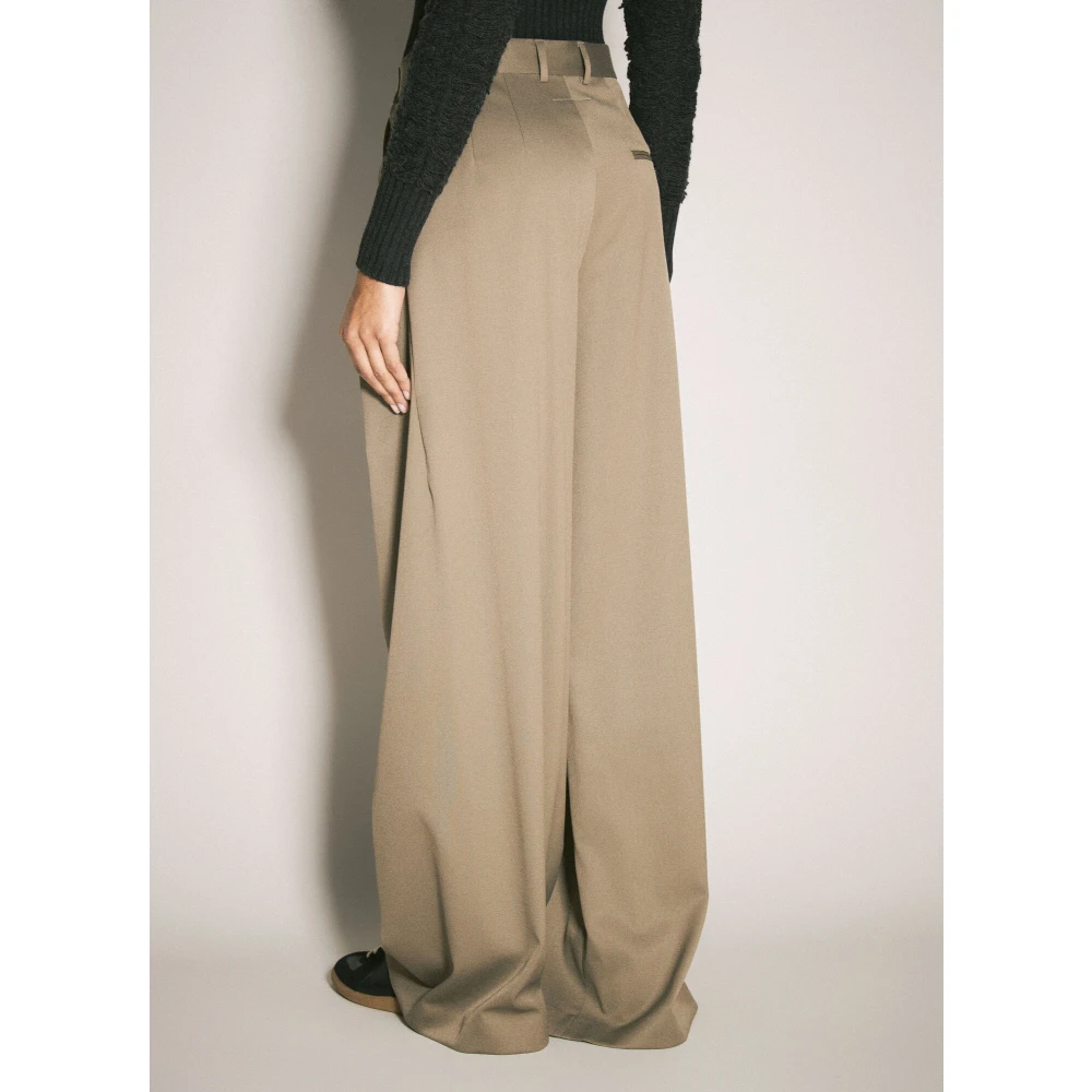 MM6 Maison Margiela Veiligheidsspeld Wijde Pijpen Broek Brown Dames