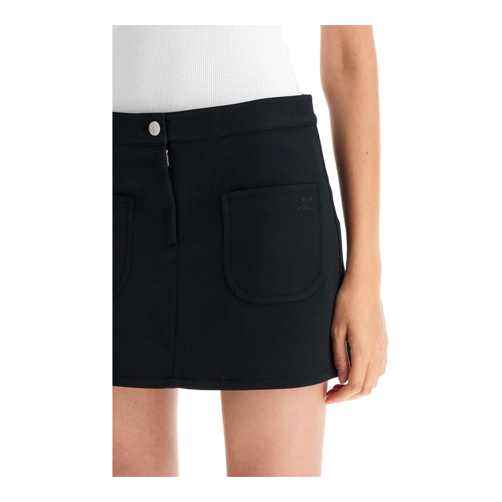 Courrèges Twill Mini Rok met Zakken Black Dames