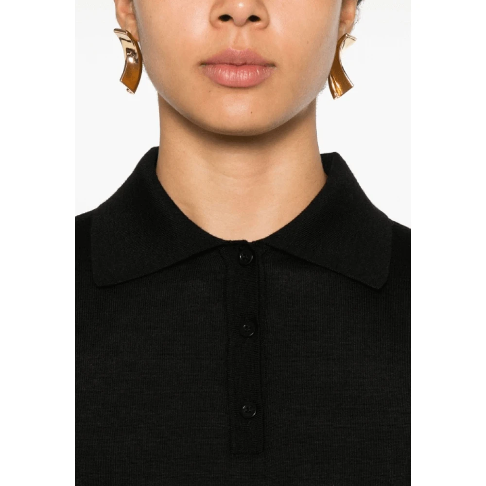 Saint Laurent Zwart Geborduurde Polo Top Black Dames