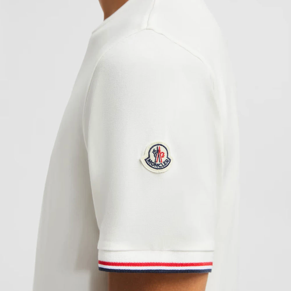 Moncler Tricolour-Trimmed T-shirt Off White Heren