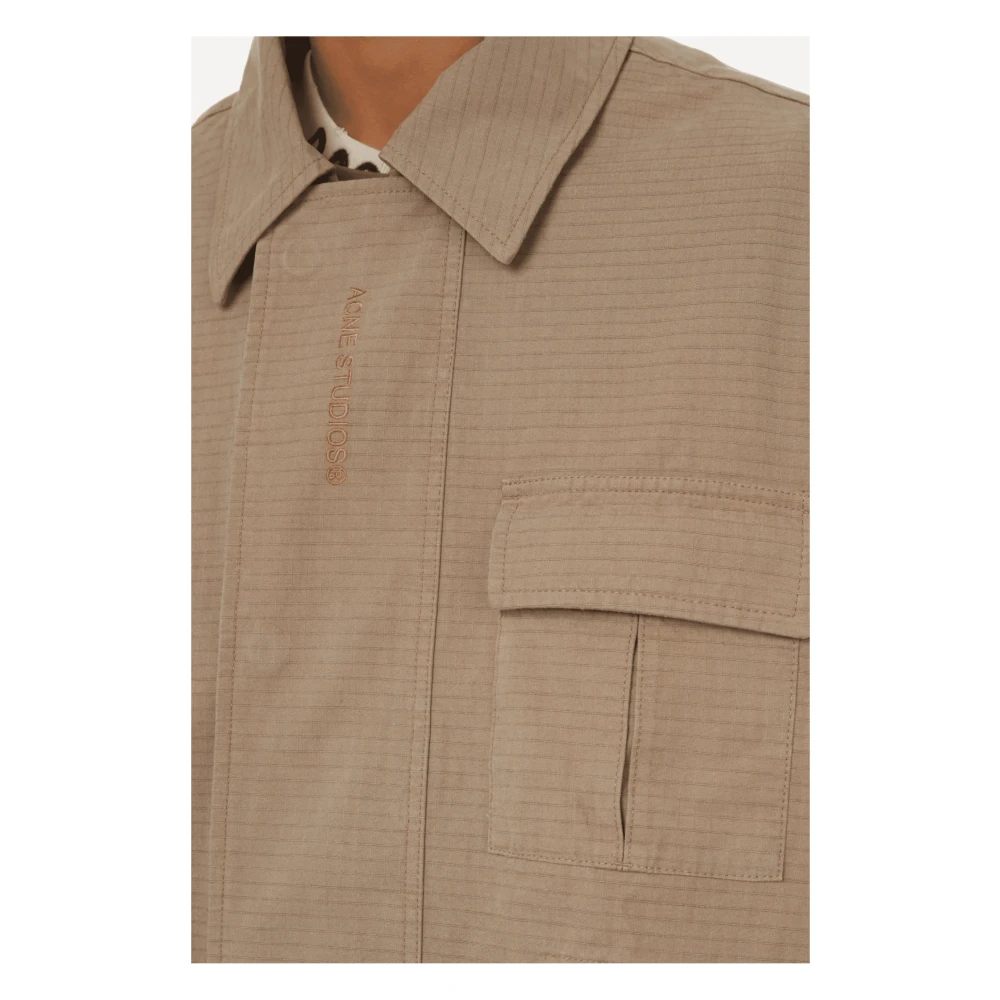 Acne Studios Beige Versterkte Katoenen Jas Beige Heren