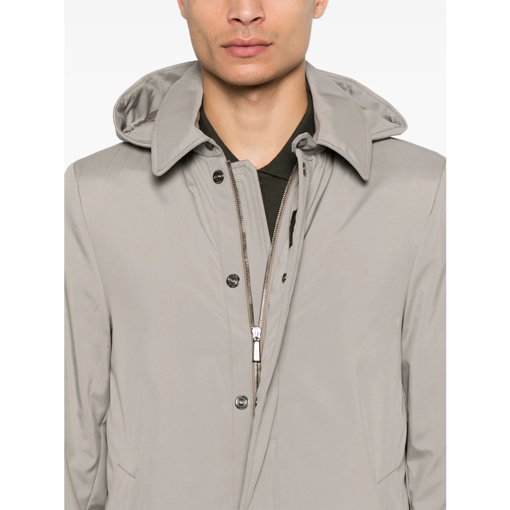 Moorer Gewatteerde jas met afneembare capuchon Beige Heren