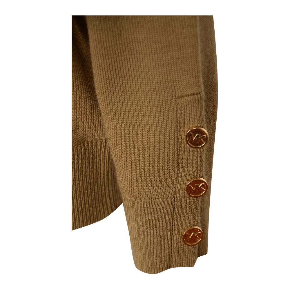 Michael Kors Merino V-hals trui met knoopsluiting op de mouw Brown Dames