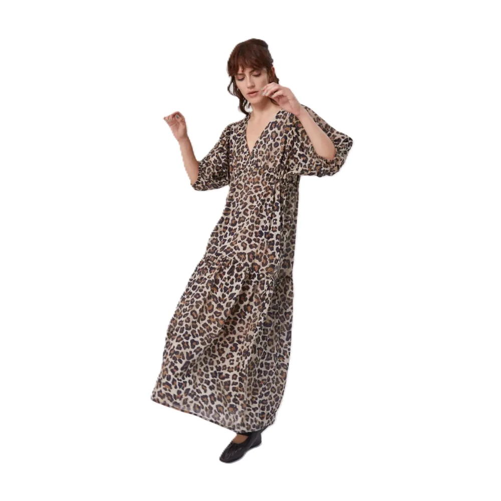 SoSUE Luipaardprint Maxi Jurk Multicolor Dames