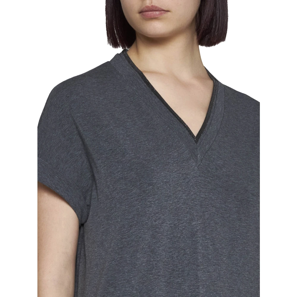 BRUNELLO CUCINELLI Grijze T-shirts en Polos Gray Dames