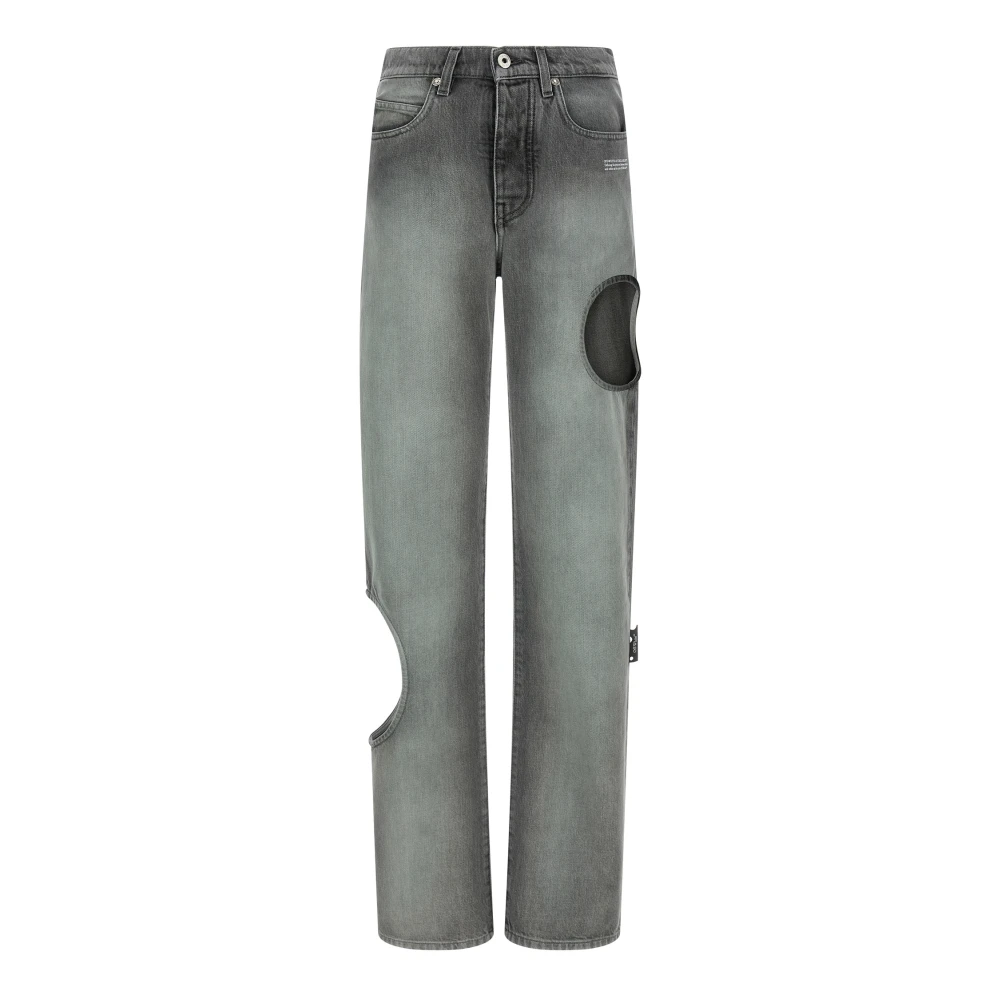 Off White Gray Loose Fit Jeans, Female, W27, Spray New Meteor Jeans