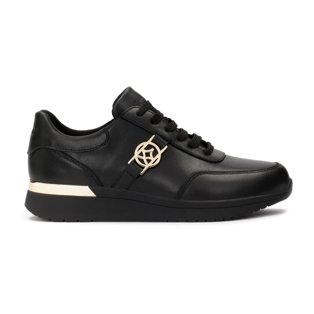 Kazar Zwarte leren sneakers versierd met gouden elementen Dames Schoenen