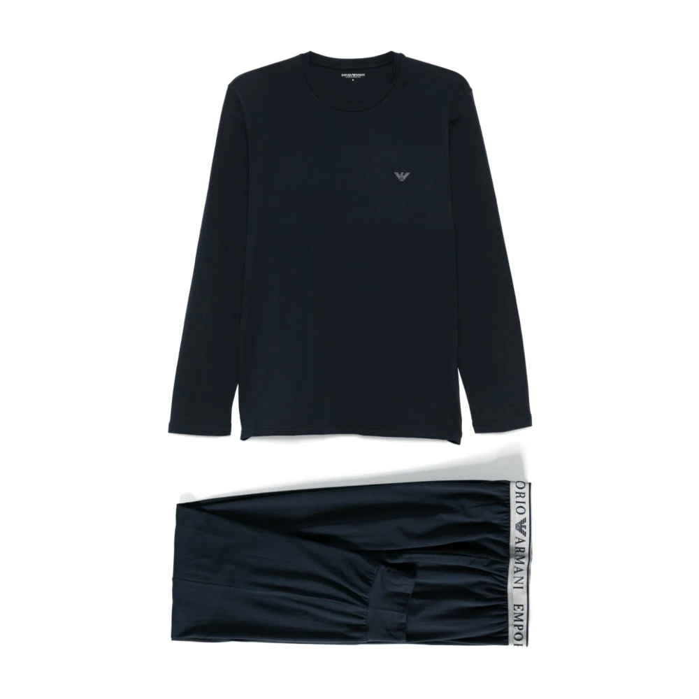 Emporio Armani Blauw Katoenen Pyjamaset Blue Heren