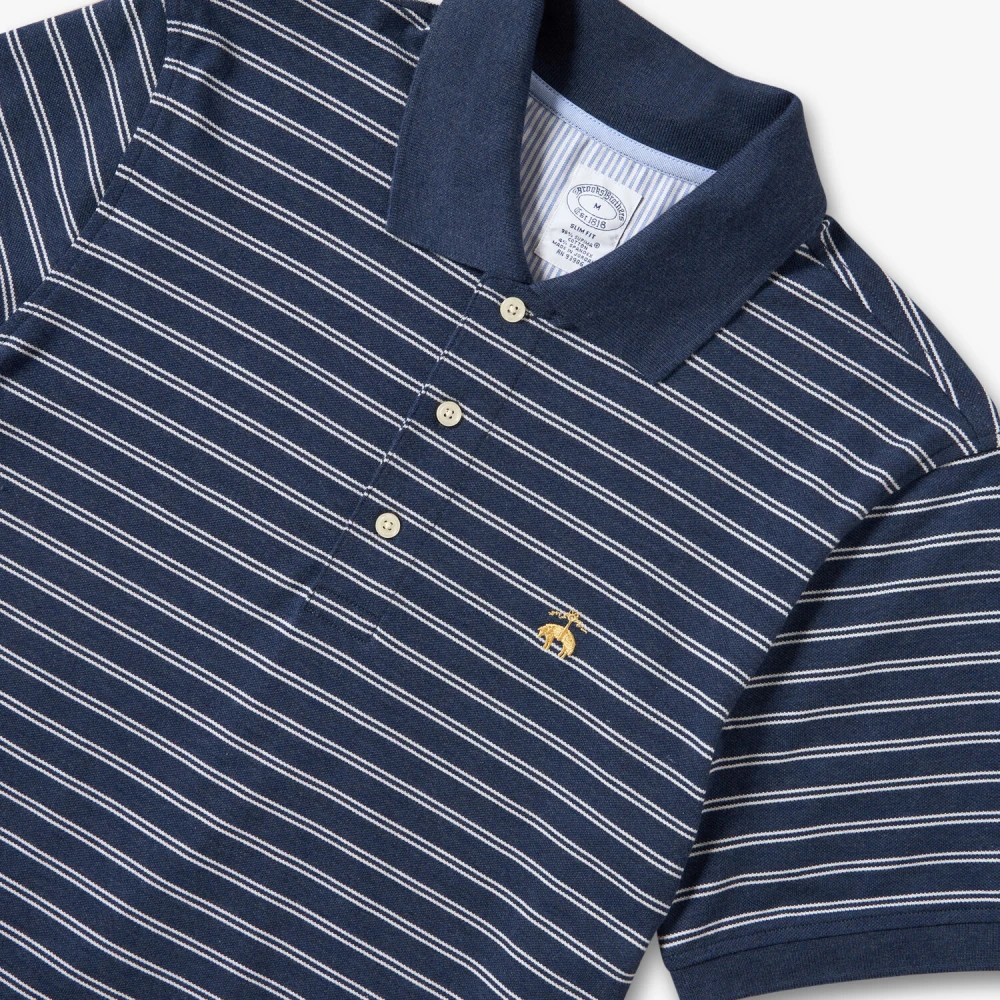 Brooks Brothers Navy en wit gestreepte Golden Fleece katoenen polo Blue Heren