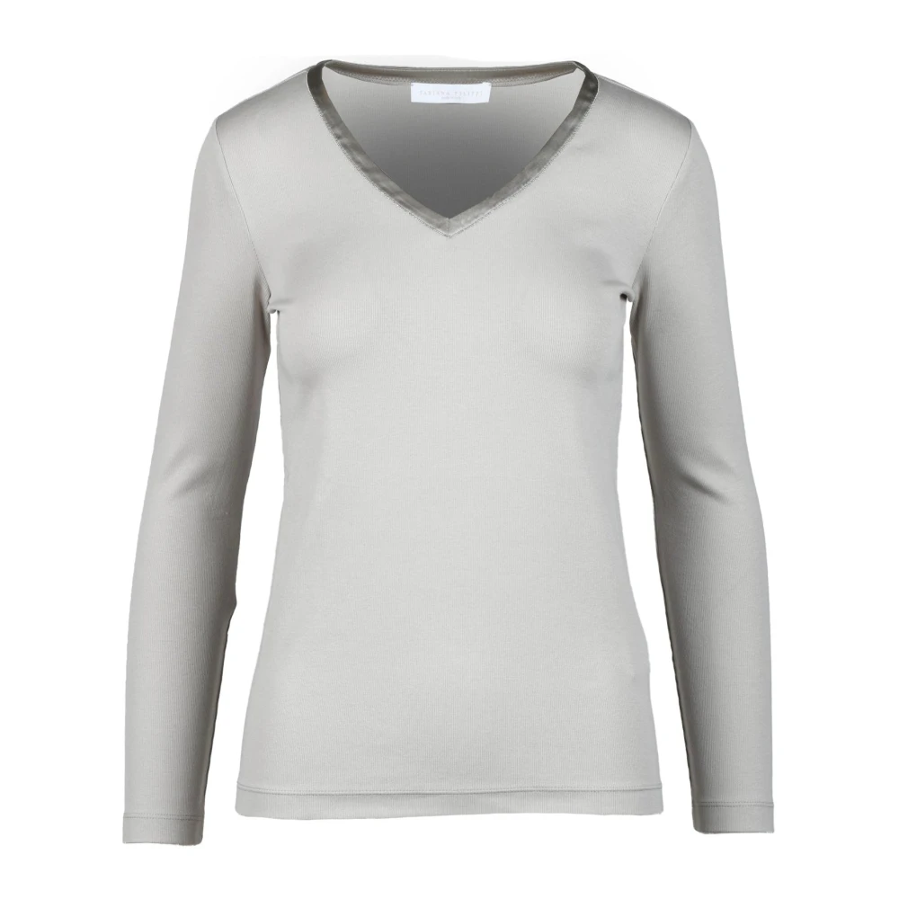 Fabiana Filippi Elegante Katoen Elastaan T-shirt Gray Dames