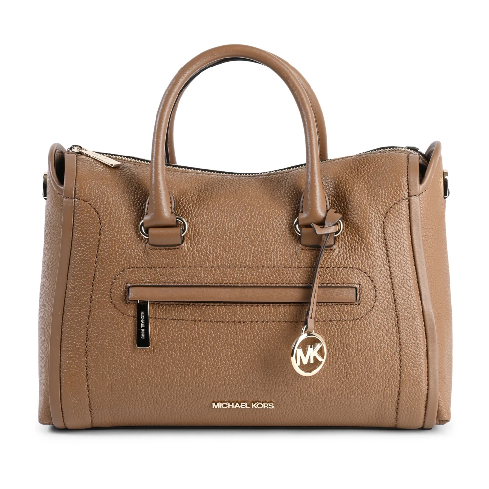 Michael Kors Central Zip Lederen Handtas Beige Dames
