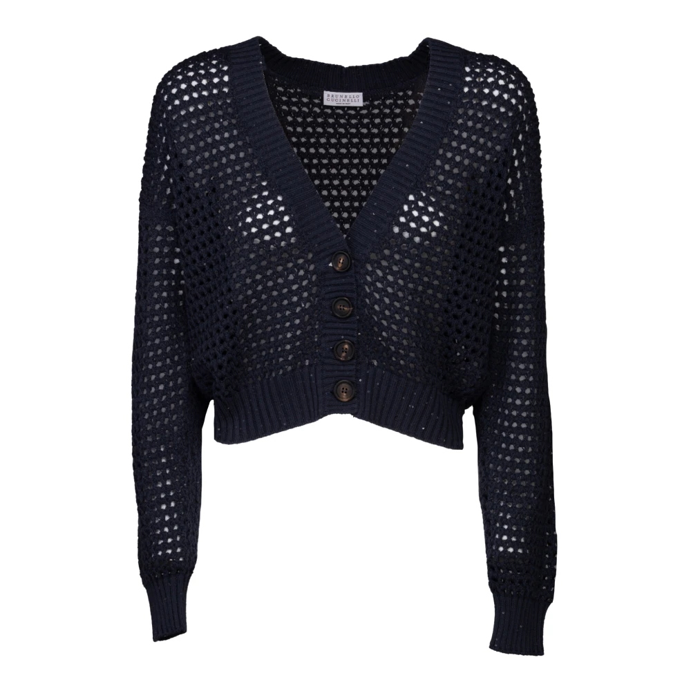 BRUNELLO CUCINELLI Dazzling Net Cardigan Blue Dames
