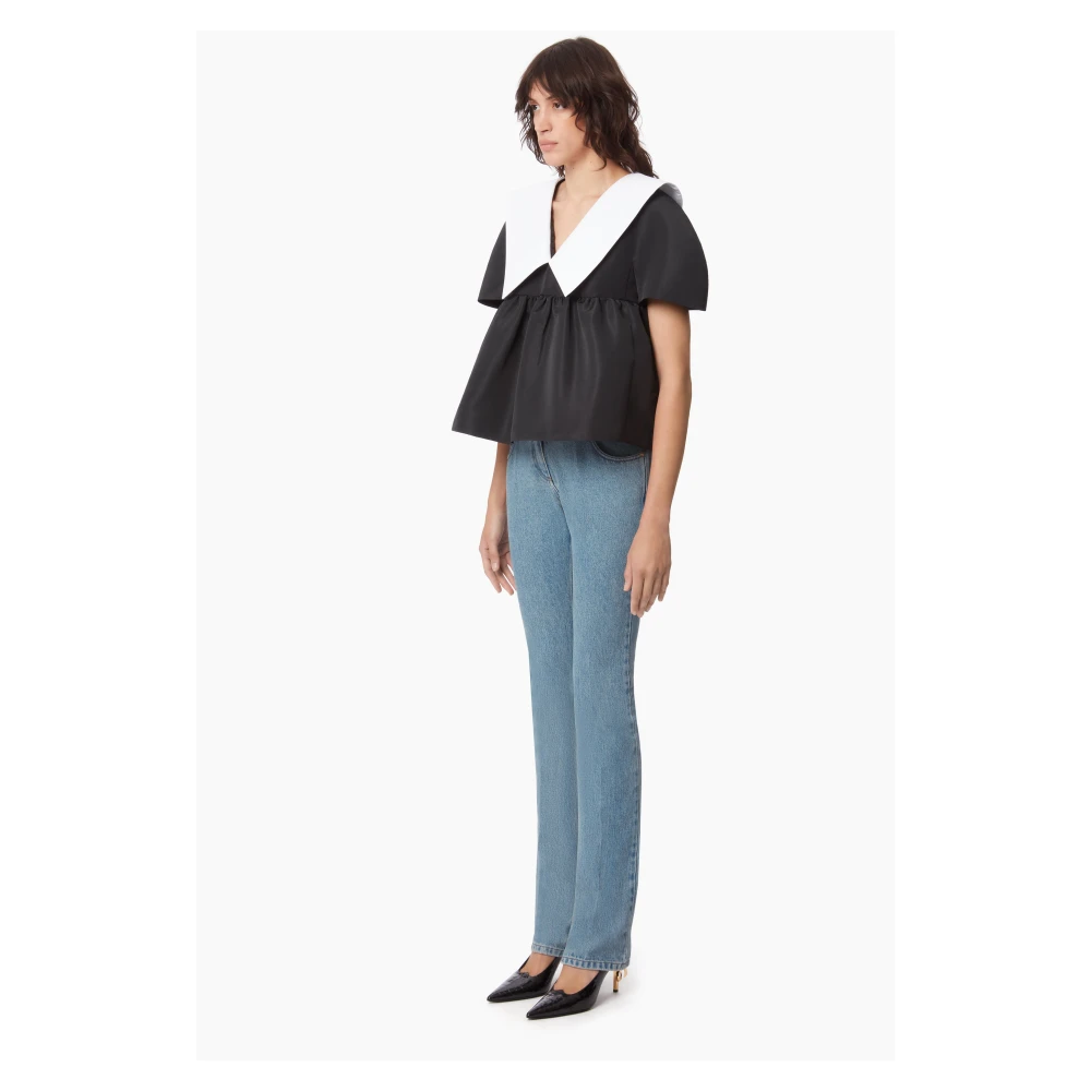 Nina Ricci Zwarte Taffeta Babydoll Top Black Dames