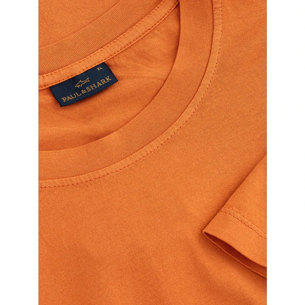 PAUL & SHARK Oranje Katoenen T-Shirt Orange Heren