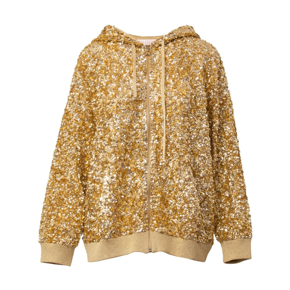 Valentino Garavani Women's Yellow Zip-Throughs, L, Stylish Sweatshirt