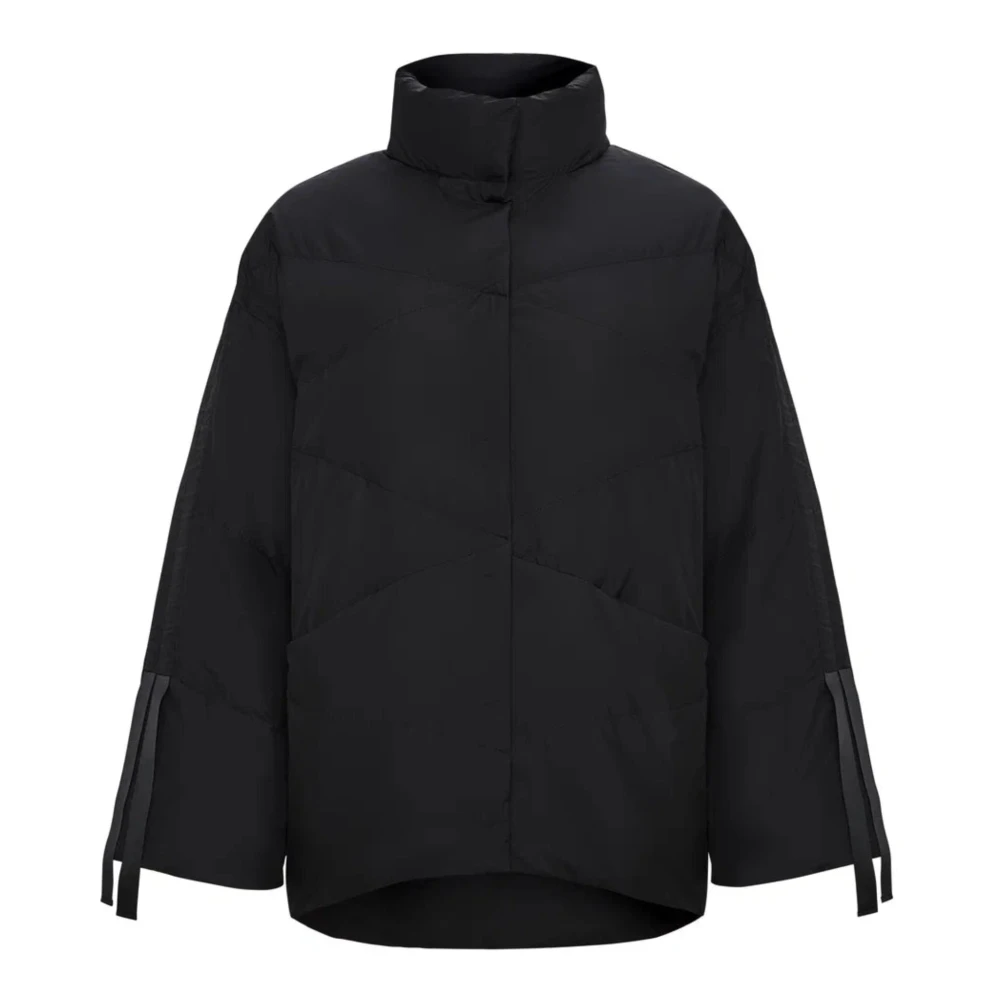 Cesare Gaspari Vrouw Zwart Jassen Dames, M, Leer, Oversized Gewatteerde Puffer Jas
