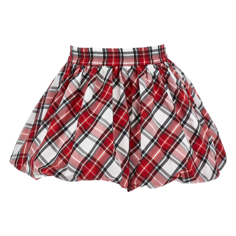 Monnalisa Women's Red Tartan Taffeta Balloon Skirt In