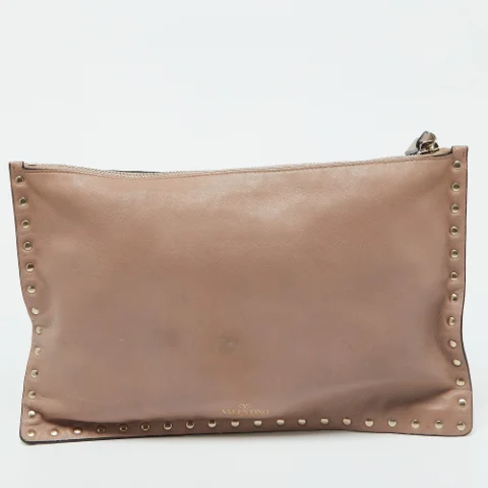 Valentino Vintage Pre-owned Leather clutches Beige Dames