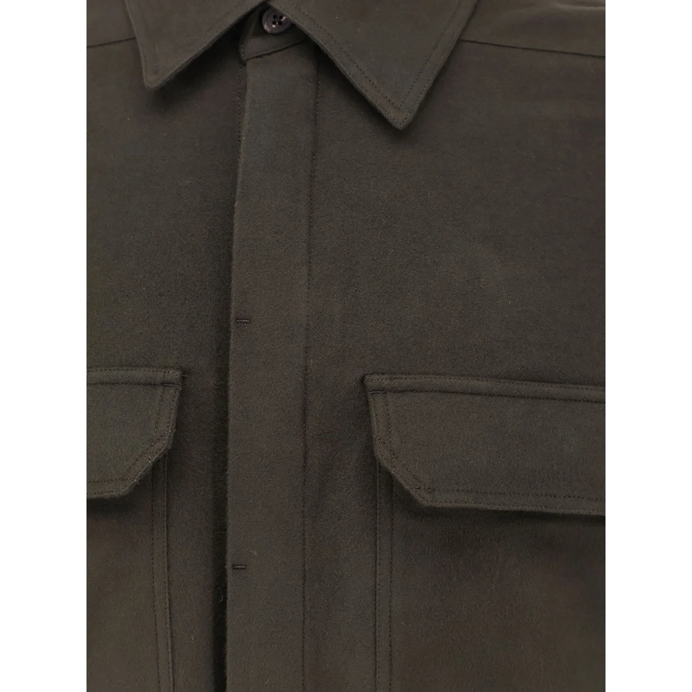Rick Owens Flanellen Shirt met Verborgen Knoopsluiting Green Heren