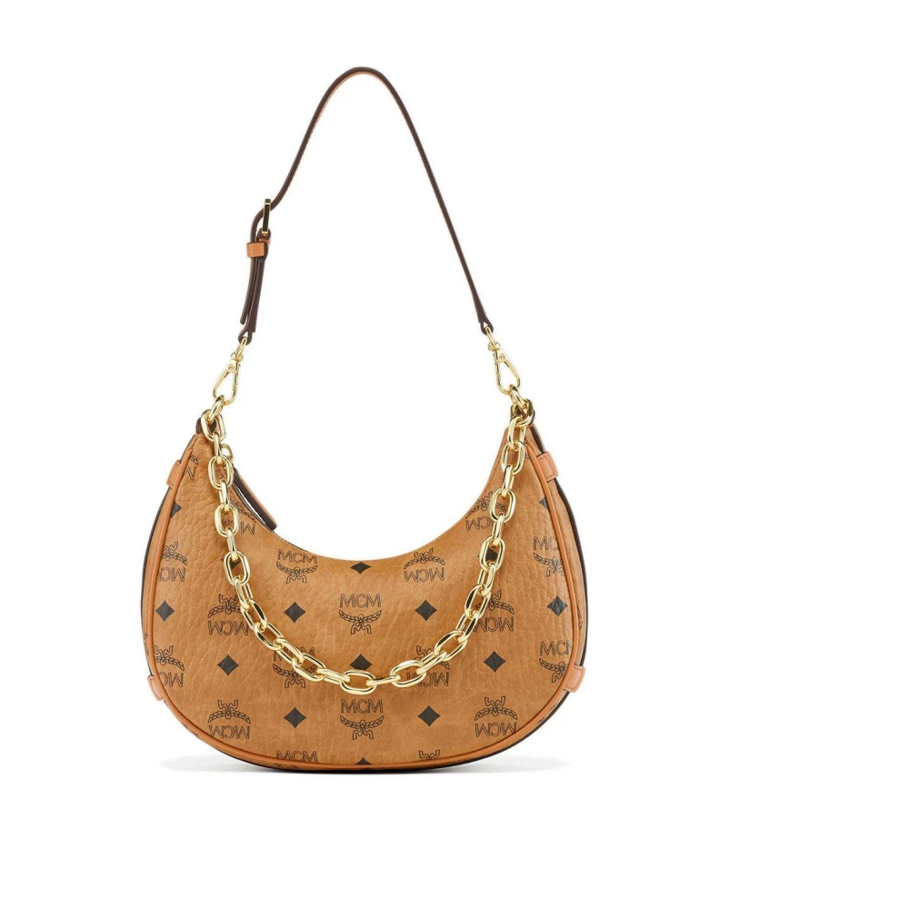 MCM Aren sikkelvormige Hobo in Visetos Brown Dames