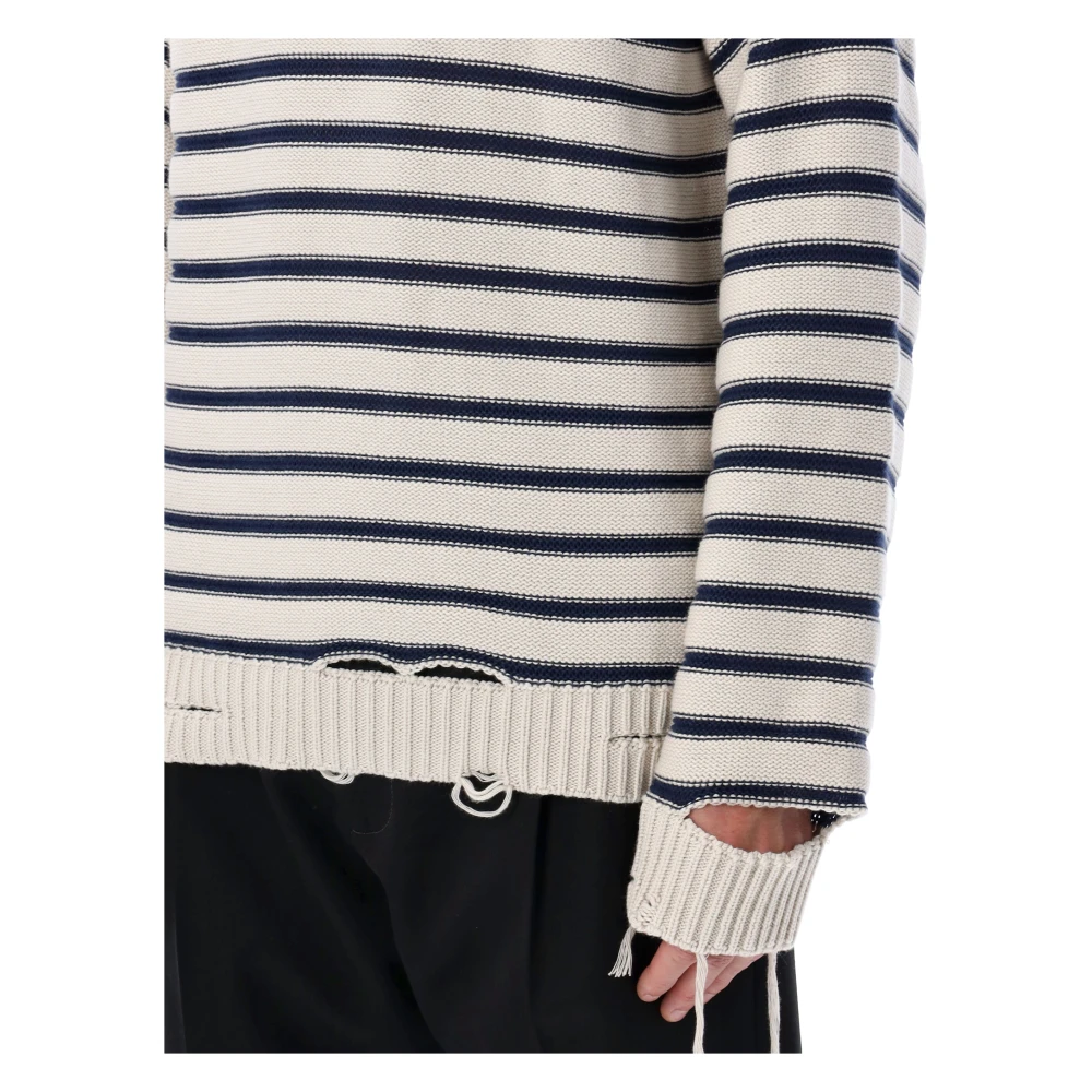 MM6 Maison Margiela Gestreepte trui met ronde hals Blue Heren