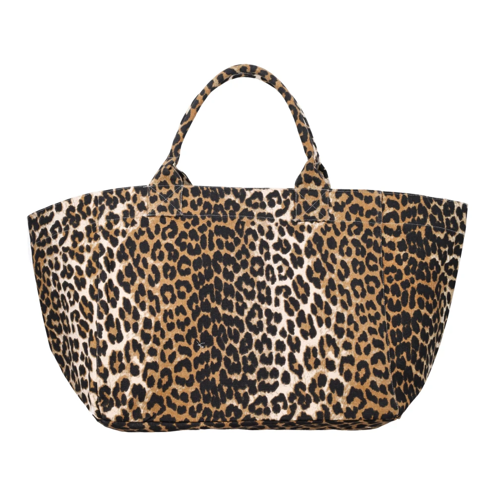 Ganni Luipaardprint Shopper Tas Brown Dames