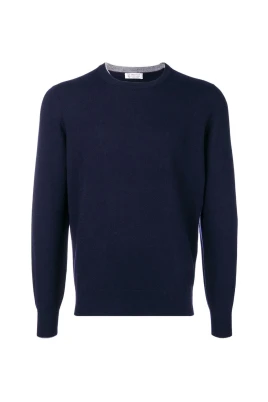 Mörkblå Cashmere Stickad Tröja