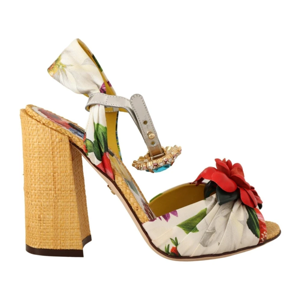 Dolce & Gabbana Women's Multicolor High Heel Sandals, 7 Uk, Crystal Embellished Heel Sandals
