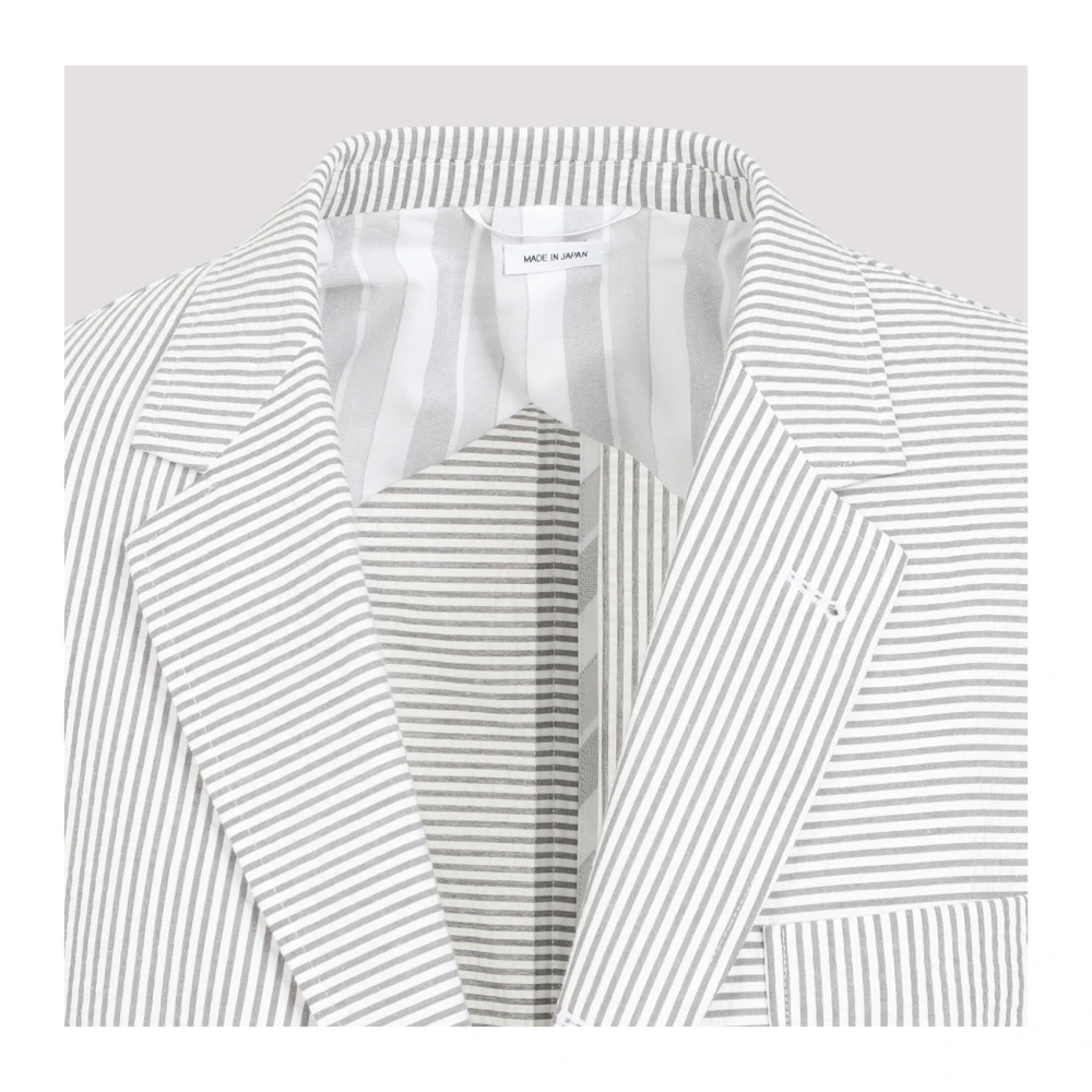 Thom Browne Gestreepte Katoenen Jas Grijs Ss24 Gray Heren