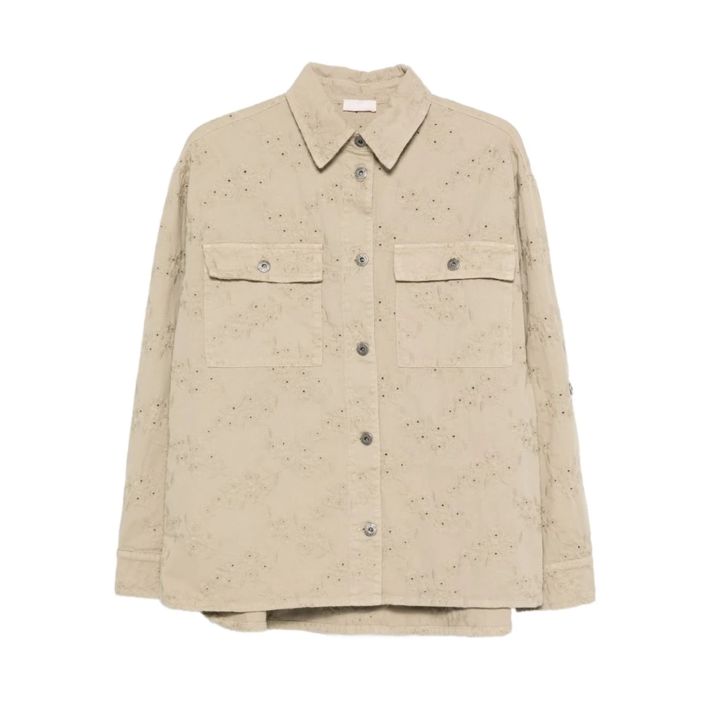 Liu Jo Femme Gris - Veste Boutonnée À Broderies Florales - Blouses Et Chemises - Taille: 38 Fr