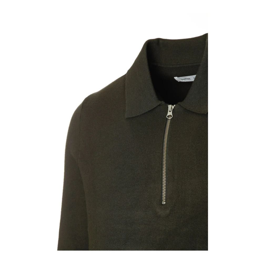 Samsøe Half Zip Polo Trui Gray Heren