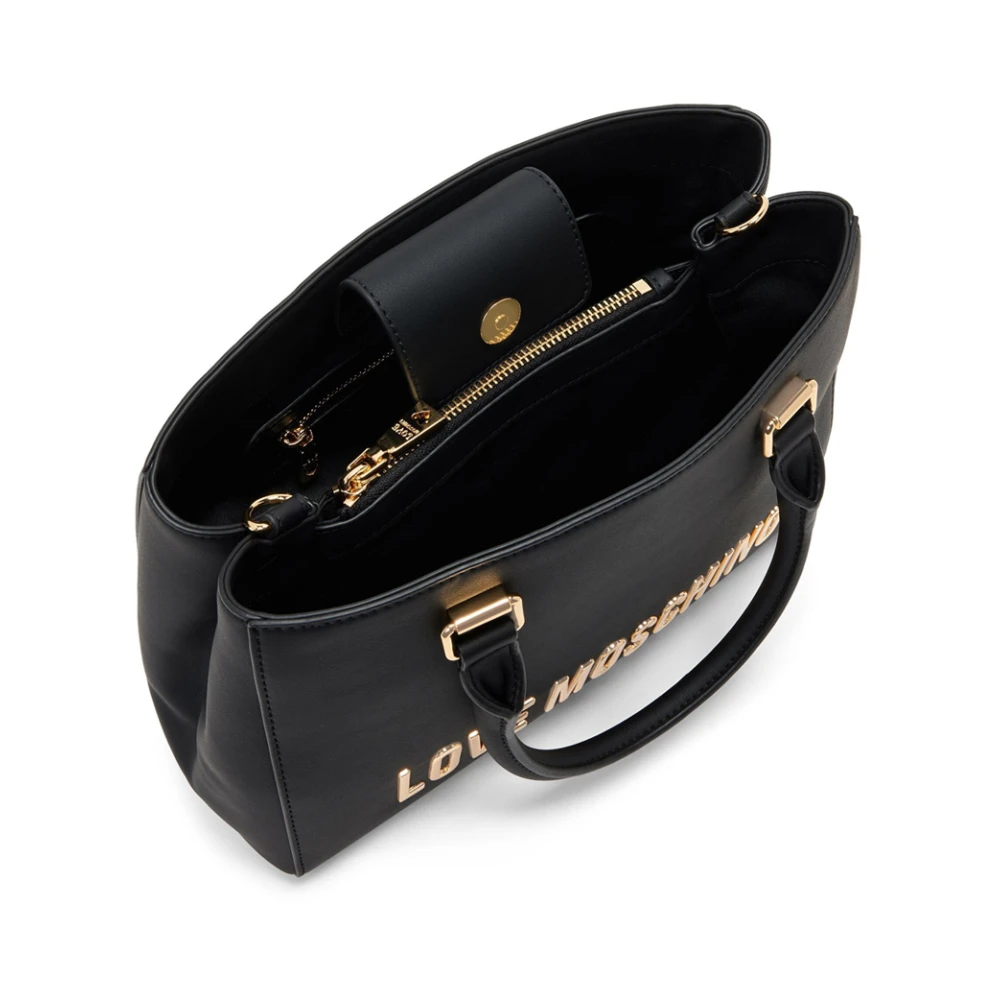 Love Moschino Trendy Zwarte Handtas met Magnetische Sluiting Black Dames