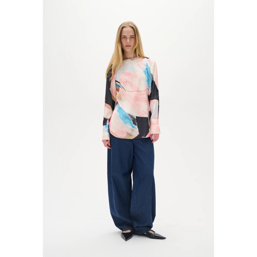 InWear Satijnen blouse met ronde halslijn Multicolor Dames