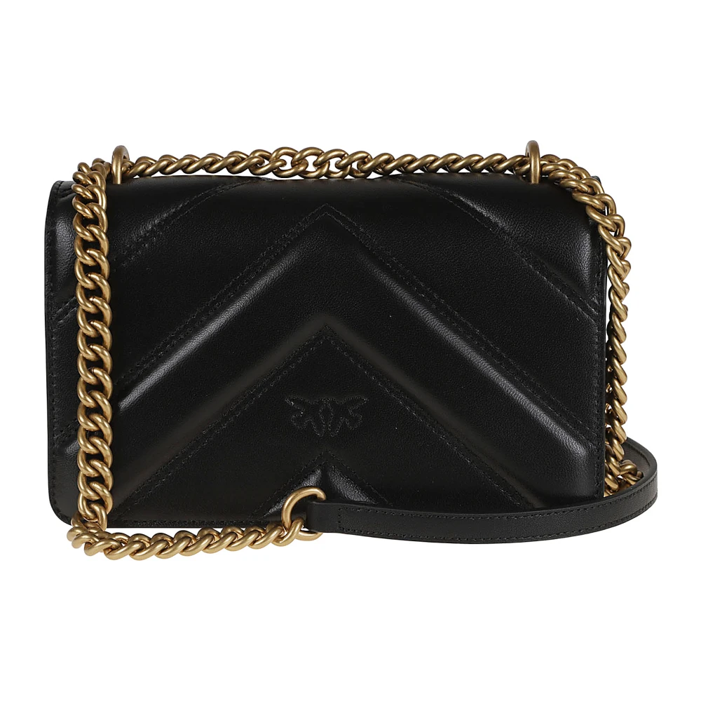 pinko Zwarte Crossbody Tas met Chevron Design Black Dames