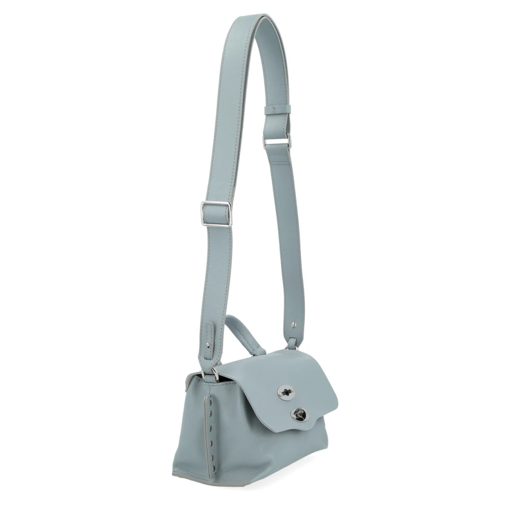 Zanellato Blauwe leren crossbody handtas met studs Blue Dames