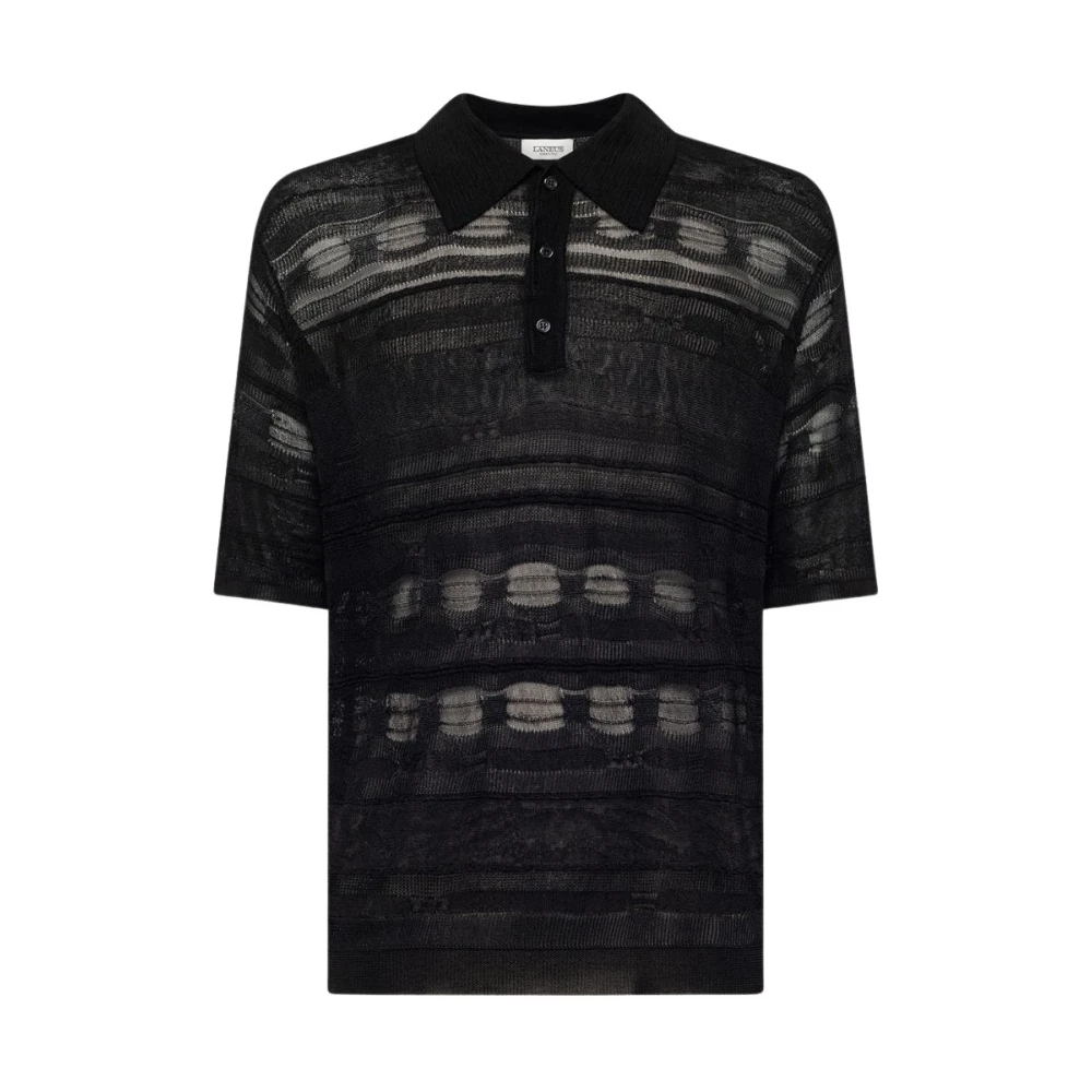 Laneus Uomo Nero - Polo In Maglia Jacquard Di Cotone - Tops - L