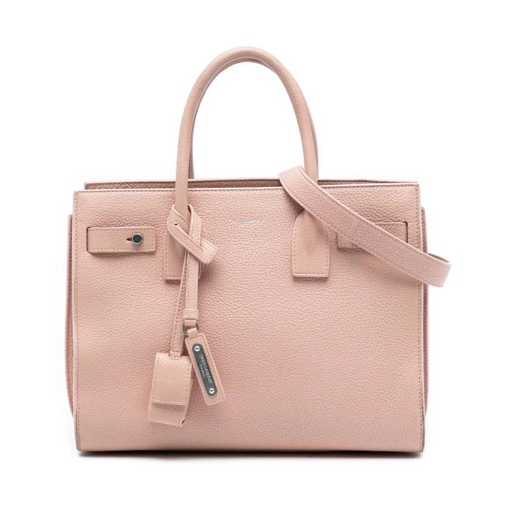 Saint Laurent Vintage Women's Pink Pre-Owned Leather Tote Bag