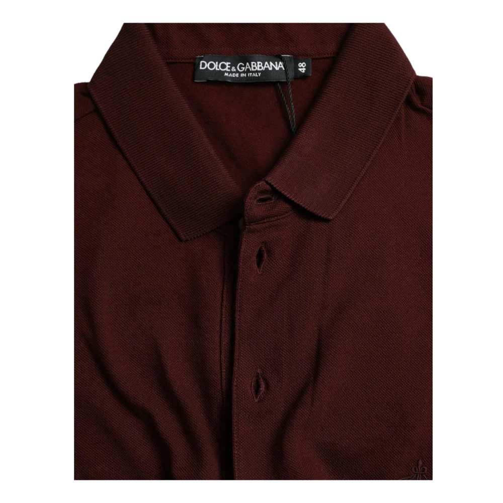 Dolce & Gabbana Maroon Katoen Polo T-Shirt Italiaanse Ontwerper Brown Heren