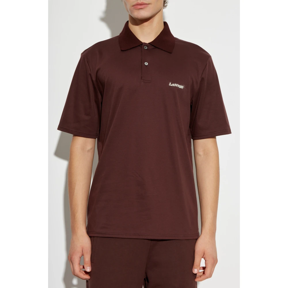 Lanvin Polo shirt met logo Red Heren