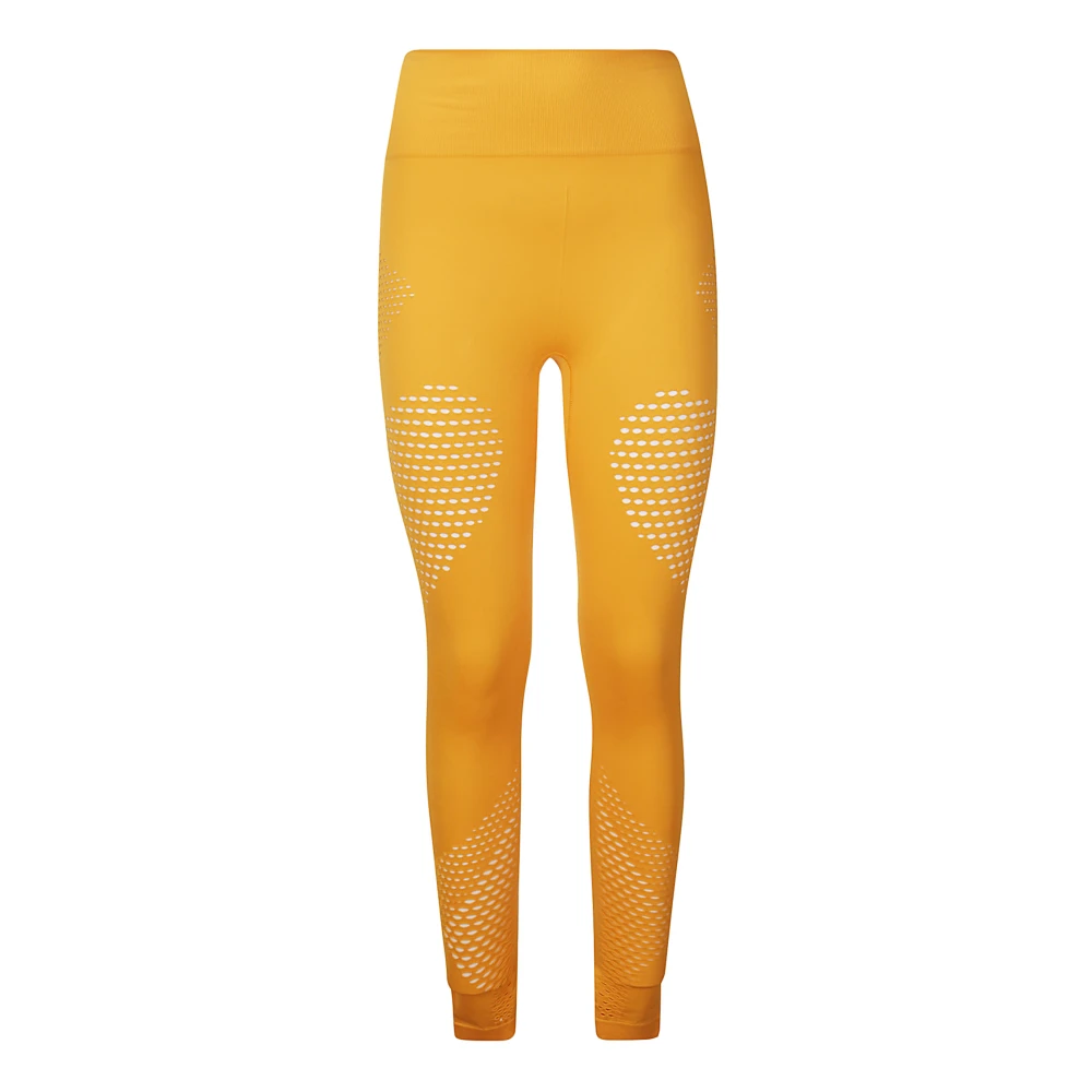 Adidas by stella mccartney High-Waist Leggings met Logo Print Yellow Dames