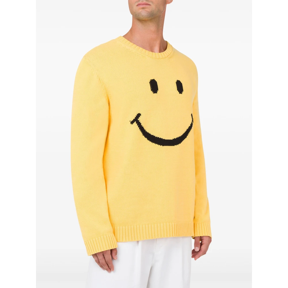 Moschino Gele Crew Neck Sweater met Logo Yellow Heren